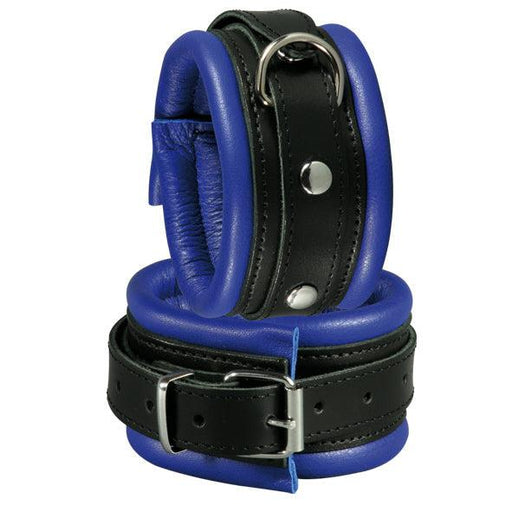 Kiotos Leather - Leren Enkelboeien 5 cm Breed Gevoerd - Zwart/Blauw-Laced-up.nl