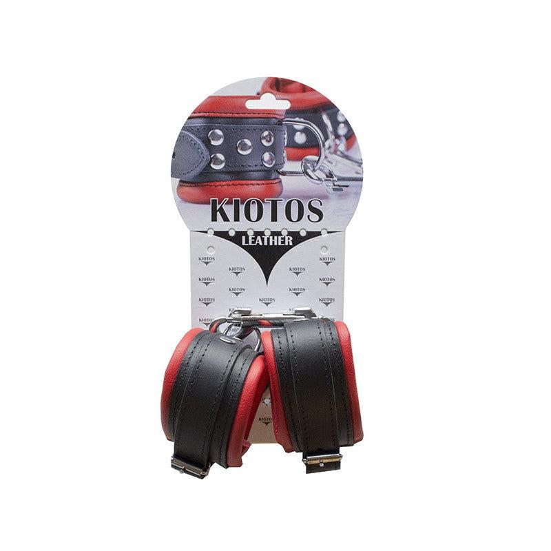 Kiotos - Leren Enkelboeien 5 cm Breed Gevoerd - Zwart/Rood-Erotiekvoordeel.nl