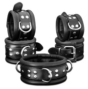 Kiotos - Leren Enkelboeien 6.5 cm Breed Gevoerd - Zwart-Erotiekvoordeel.nl