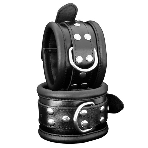 Kiotos - Leren Enkelboeien 6.5 cm Breed Gevoerd - Zwart-Erotiekvoordeel.nl