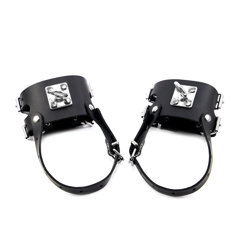 Kiotos Leather - Leren Enkelboeien Met Heavy Duty o-ring En Extra bandje onder de voeten - Zwart-Laced-up.nl