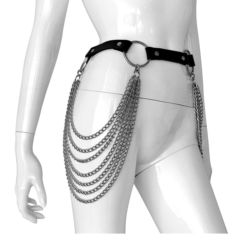 Kiotos Leather - Leren Riem met Kettingen - Verstelbaar-Laced-up.nl