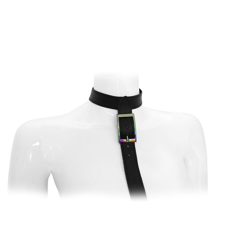 Kiotos - Leren Halsband Met Leiband Rainbow-Laced-up.nl