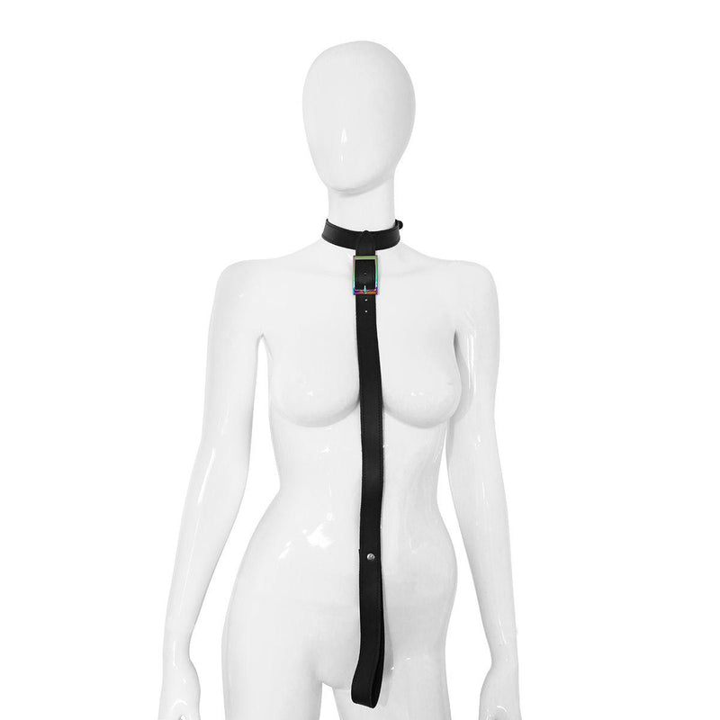 Kiotos - Leren Halsband Met Leiband Rainbow-Laced-up.nl