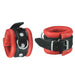 Kiotos Leather - Leren handboeien 5 cm Breed Gevoerd - Zwart/Rood-Laced-up.nl
