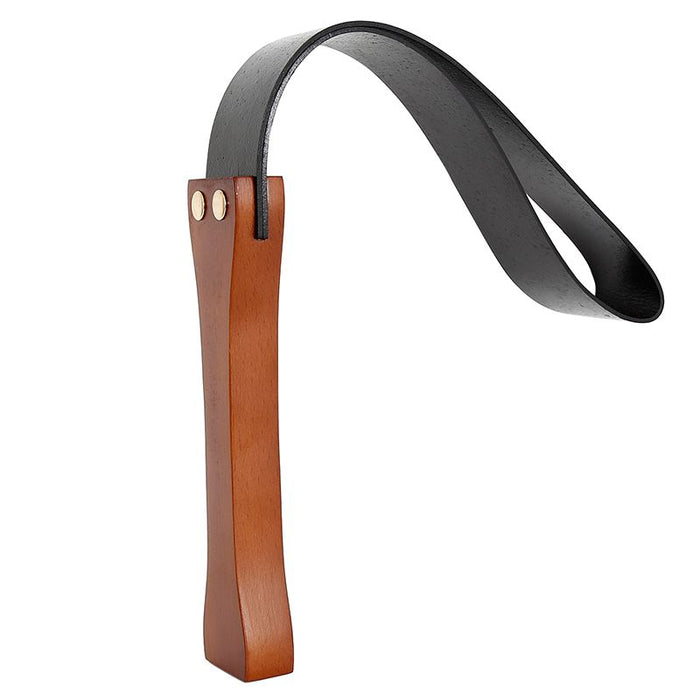 Kiotos - Paddle van PU leer met houten handvat - Bruine Plak - Lengte 30 cm-Laced-up.nl