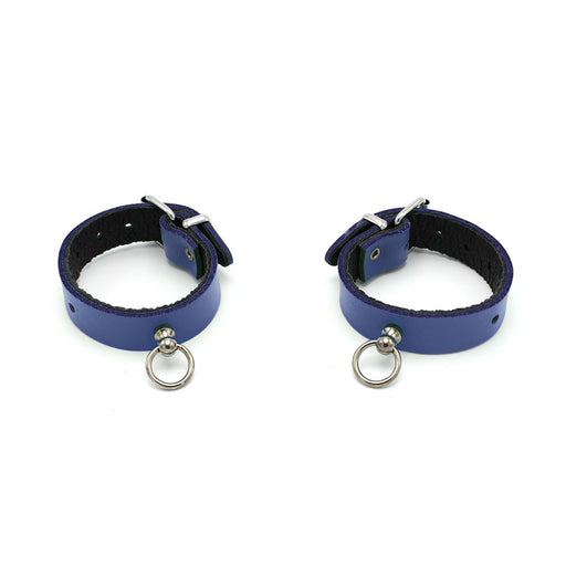 Kiotos - Polsboeien Leder met Kleine O-ring - Blauw-Erotiekvoordeel.nl