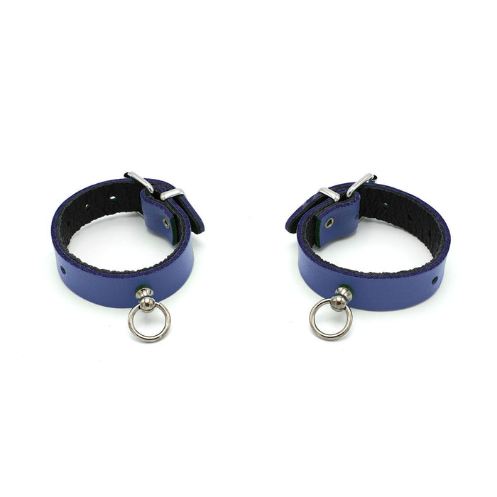 Kiotos Leather - Polsboeien Leder met Kleine O-ring - Blauw-Laced-up.nl