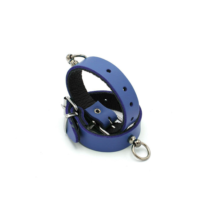 Kiotos Leather - Polsboeien Leder met Kleine O-ring - Blauw-Laced-up.nl