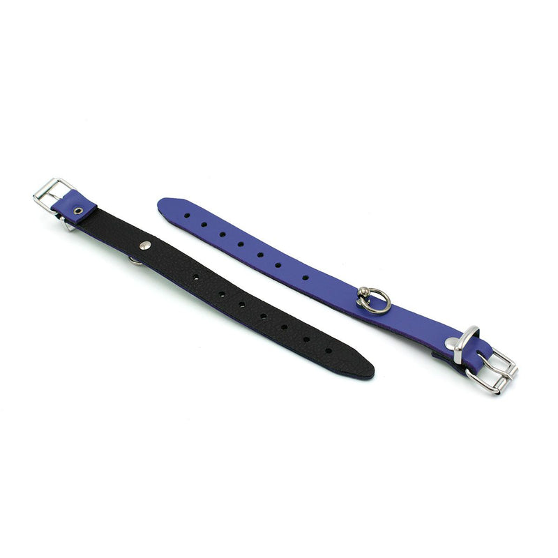 Kiotos Leather - Polsboeien Leder met Kleine O-ring - Blauw-Laced-up.nl