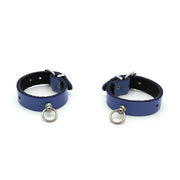 Kiotos - Polsboeien Leder met Kleine O-ring - Blauw-Erotiekvoordeel.nl