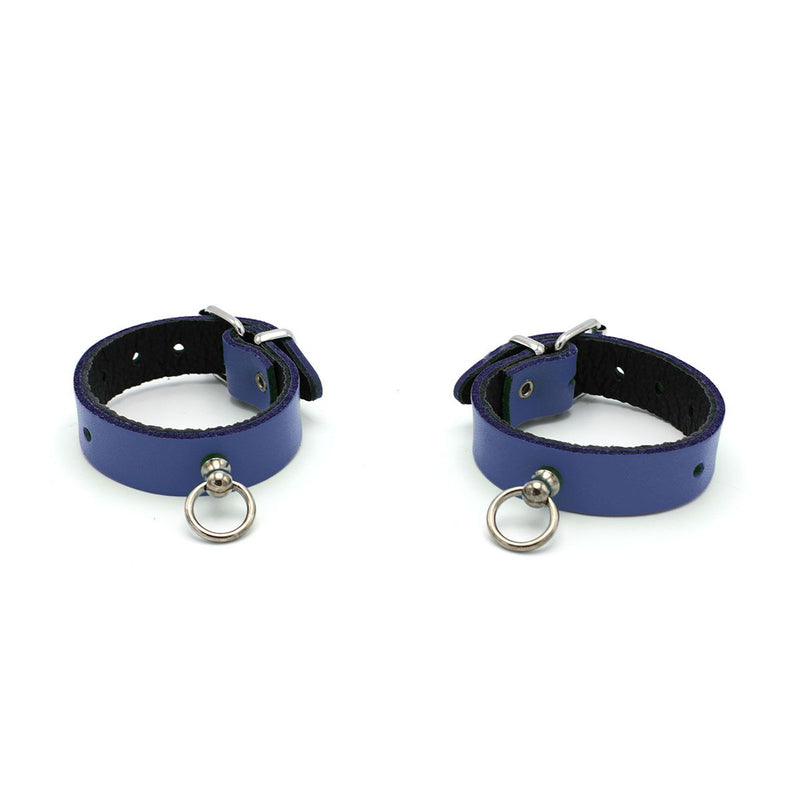 Kiotos - Polsboeien Leder met Kleine O-ring - Blauw-Erotiekvoordeel.nl