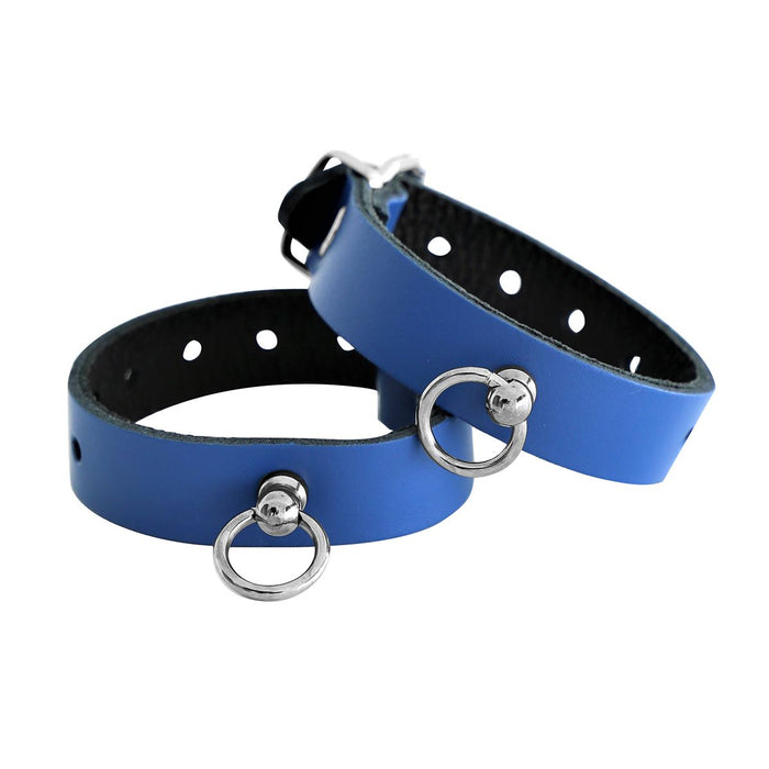 Kiotos Leather - Polsboeien Leder met Kleine O-ring - Blauw-Laced-up.nl