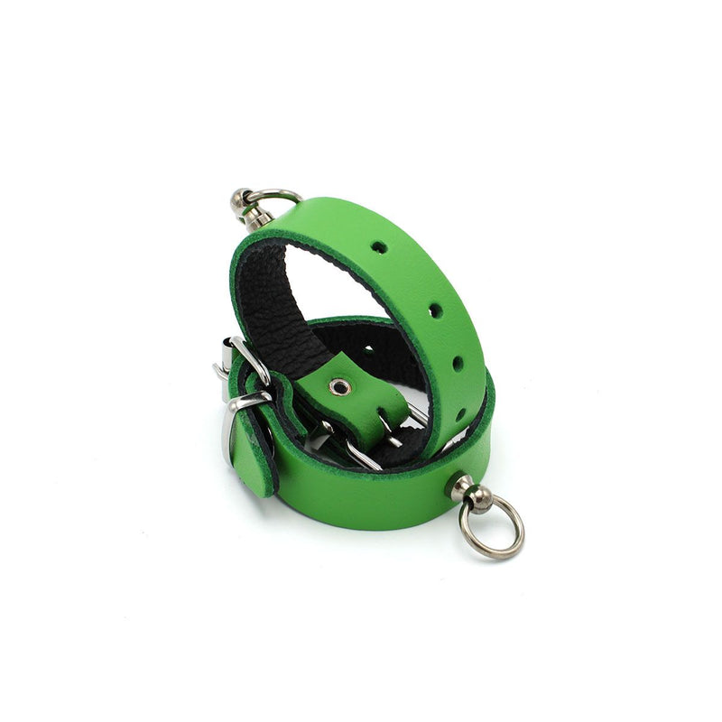 Kiotos - Polsboeien Leder met Kleine O-ring - Groen-Erotiekvoordeel.nl