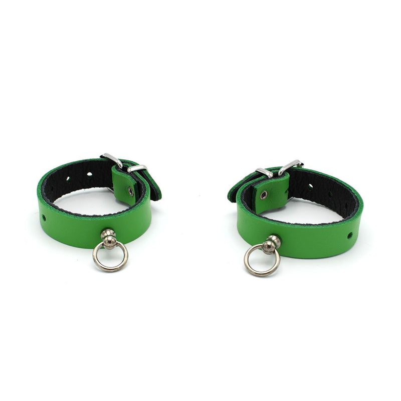 Kiotos - Polsboeien Leder met Kleine O-ring - Groen-Erotiekvoordeel.nl