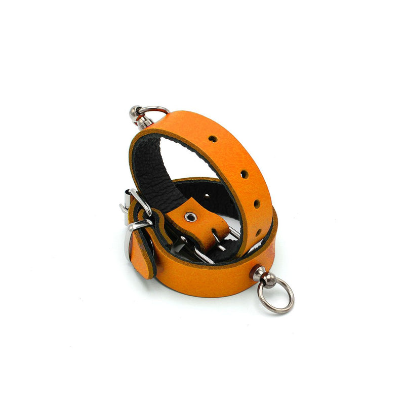 Kiotos - Polsboeien Leder met Kleine O-ring - Oranje-Erotiekvoordeel.nl