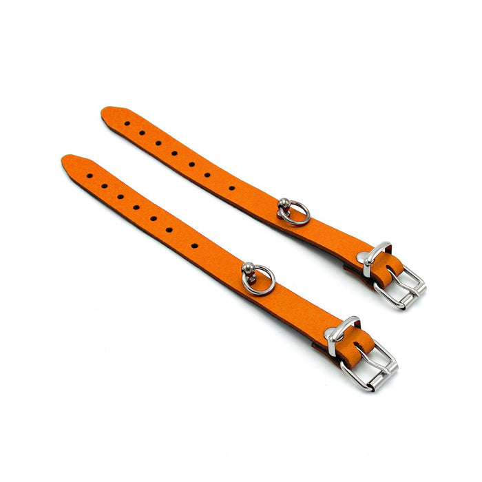 Kiotos Leather - Polsboeien Leder met Kleine O-ring - Oranje-Laced-up.nl