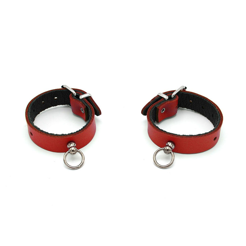 Kiotos Leather - Polsboeien Leder met Kleine O-ring - Rood-Laced-up.nl