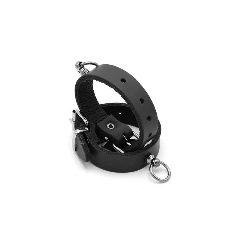 Kiotos Leather - Polsboeien Leder met Kleine O-ring - Zwart-Laced-up.nl