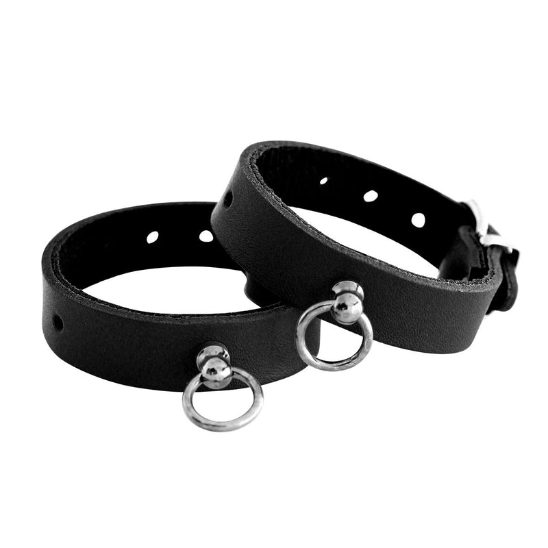 Kiotos Leather - Polsboeien Leder met Kleine O-ring - Zwart-Laced-up.nl
