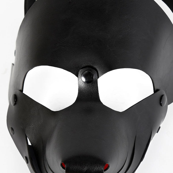 Kiotos Leather - Puppy Masker - Dog Hood - Kunstleer - Zwart-Laced-up.nl