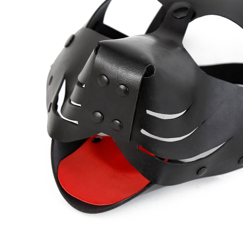 Kiotos Leather - Puppy Masker - Dog Hood - Kunstleer - Zwart-Laced-up.nl
