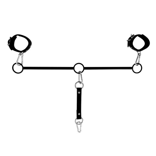 Kiotos Leather - Spreidstang - Bondage Stang - Met Drie RIng-Openingen - Met Handboeien & Enkelboeien-Erotiekvoordeel.nl