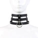 Kiotos Leather - Triple O-Ring Collar - Body Safe Kunstleer - Omtrek: 29/38 cm - 60 gr-Laced-up.nl