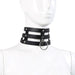 Kiotos Leather - Triple O-Ring Collar - Body Safe Kunstleer - Omtrek: 29/38 cm - 60 gr-Laced-up.nl