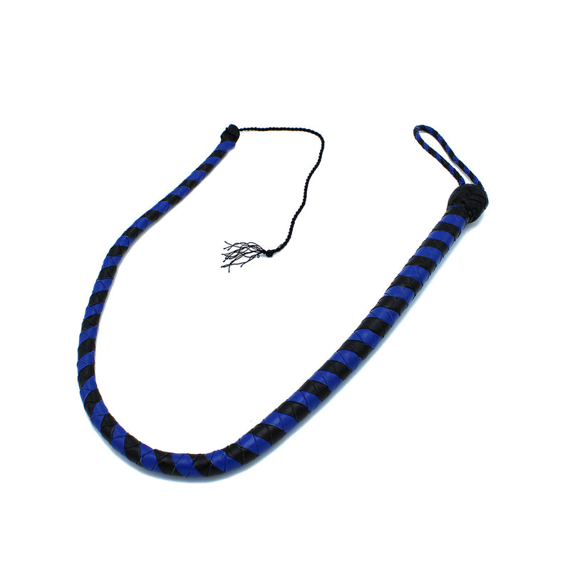 Kiotos - Lederen Single Tail Zweep - Blauw/Zwart - 90 cm-Erotiekvoordeel.nl