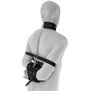 Kiotos - Leren Bondagemanchet Met Kettingen En Collar-Laced-up.nl