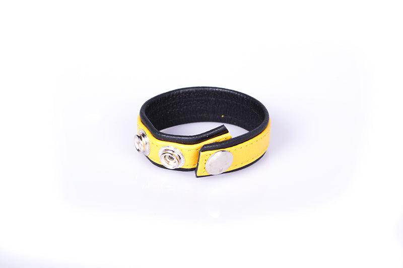 Kiotos - Leather Cock Strap - Black/Yellow - Laced-up.nl