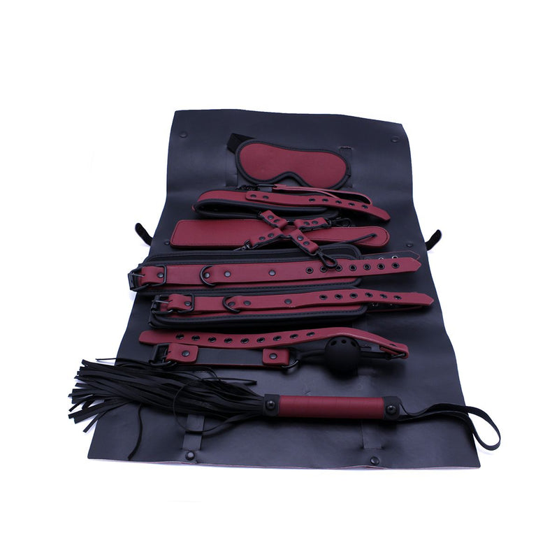 Kiotos - Luxe Bondageset Met Opbergtas - Bordeauxrood/Zwart-Laced-up.nl