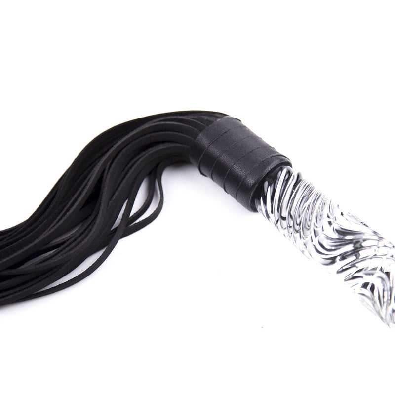 Kiotos - Luxe Flogger Met Glazen Handvat - Zwart-Laced-up.nl