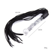 Kiotos - Luxe Flogger Met Glazen Handvat - Zwart-Laced-up.nl
