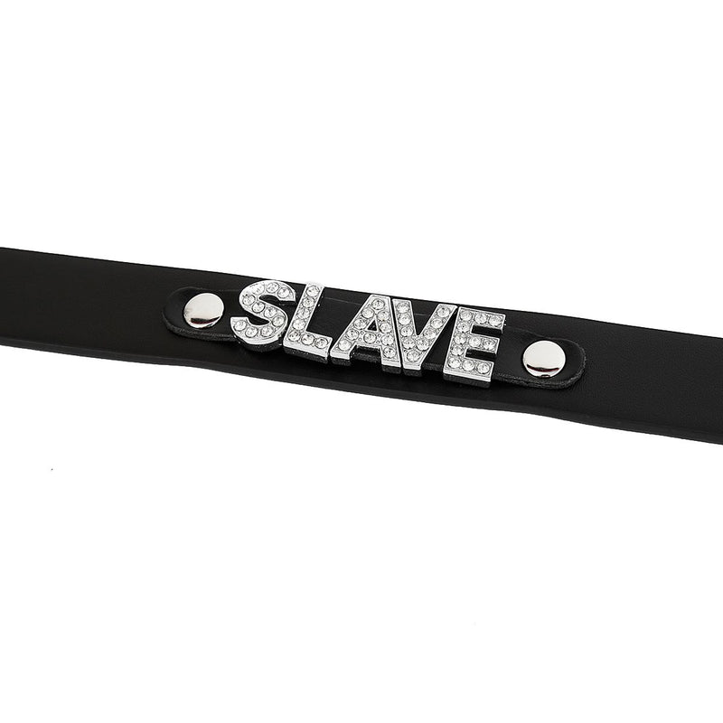 Kiotos - Luxe PU Leren Collar Met naamplaatje SLAVE-Laced-up.nl