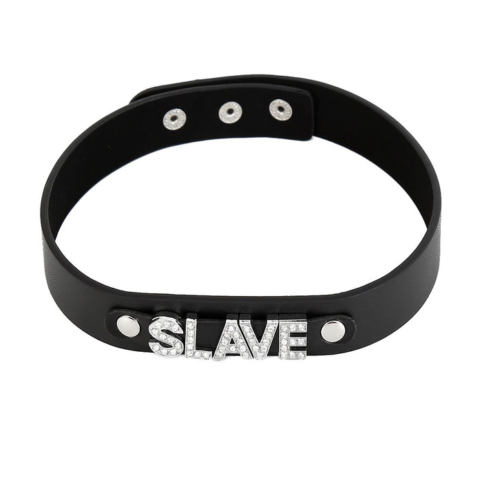 Kiotos - Luxe PU Leren Collar Met naamplaatje SLAVE-Laced-up.nl