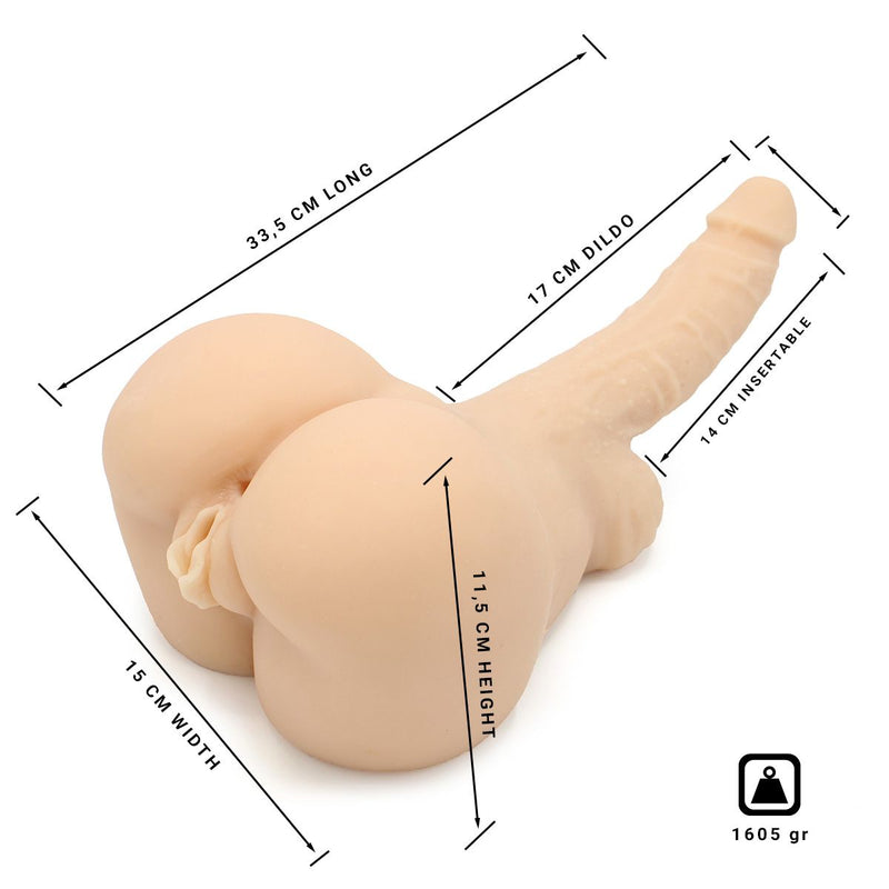 Kiotos - Masturbator & Dildo Pussy - 2-in-1 - lichte huidskleur-Laced-up.nl