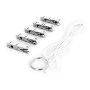 Kiotos - Pinzas metálicas para pezones con forma de pinza de la ropa - Juego de 5 unidades con 1 metro de cuerda - Erotiekvoordeel.nl