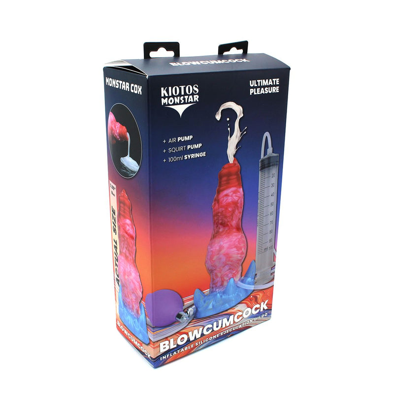 Kiotos Monstar - Blow Cum Cock - Opblaasbare Spuitende Dildo - Rood/Roze/Blauw-Erotiekvoordeel.nl