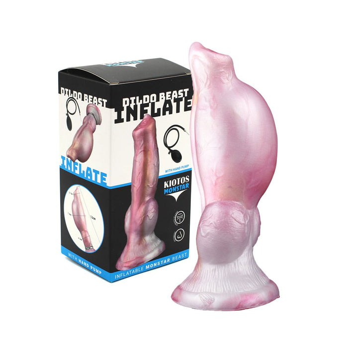 Kiotos Monstar - Breezefury - Opblaasbare Dildo - Roze/Wit-Laced-up.nl