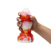 Kiotos Monstar - Buttplug Beast 6 - 16.5 x 6.5 cm - Oranje/Wit/Rood-Erotiekvoordeel.nl