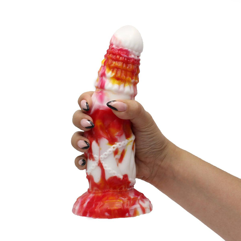 Kiotos Monstar - Dildo Beast 4 - 21 x 6.5 cm - Oranje/Wit/Rood-Laced-up.nl