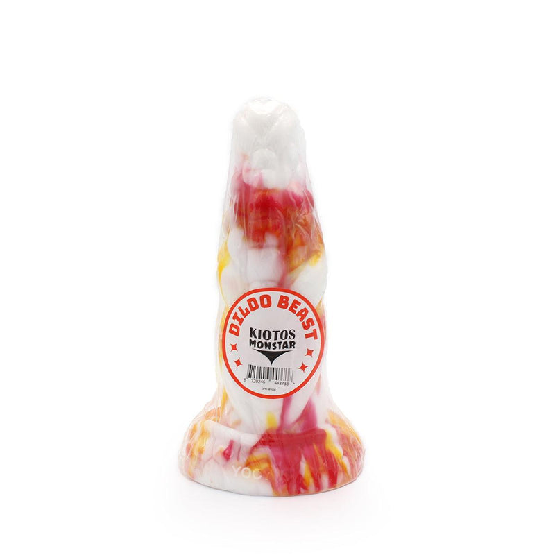 Kiotos Monstar - Dildo Beast 8 - 20.5 x 6.5 cm - Tie Dye Oranje/Wit/Rood-Laced-up.nl