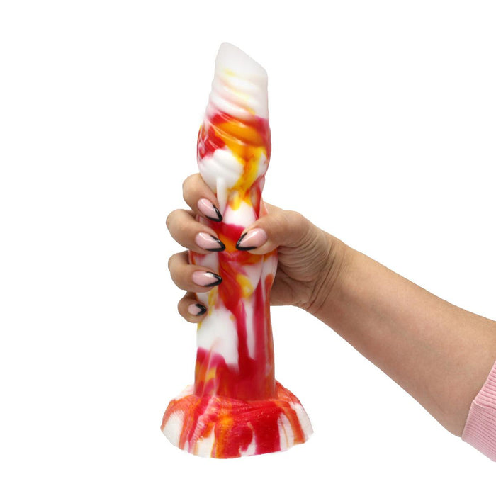 Kiotos Monstar - Fantasie Dildo Nr. 12 - 25.5 x 6 cm - Rood/Oranje/Wit-Erotiekvoordeel.nl
