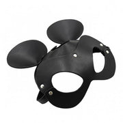 Kiotos - Mouse - Fetish Masker met Oortjes - PU Leer - Zwart-Erotiekvoordeel.nl