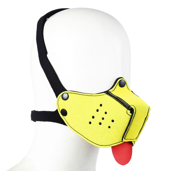 Kiotos - Neopreen Puppy Dog Gag/Mondmasker - Geel-Laced-up.nl