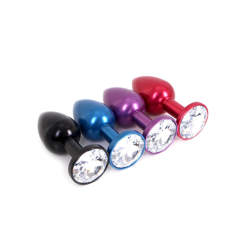 Kiotos - Paarse Aluminium Buttplug met Wit Sierkristal-Erotiekvoordeel.nl