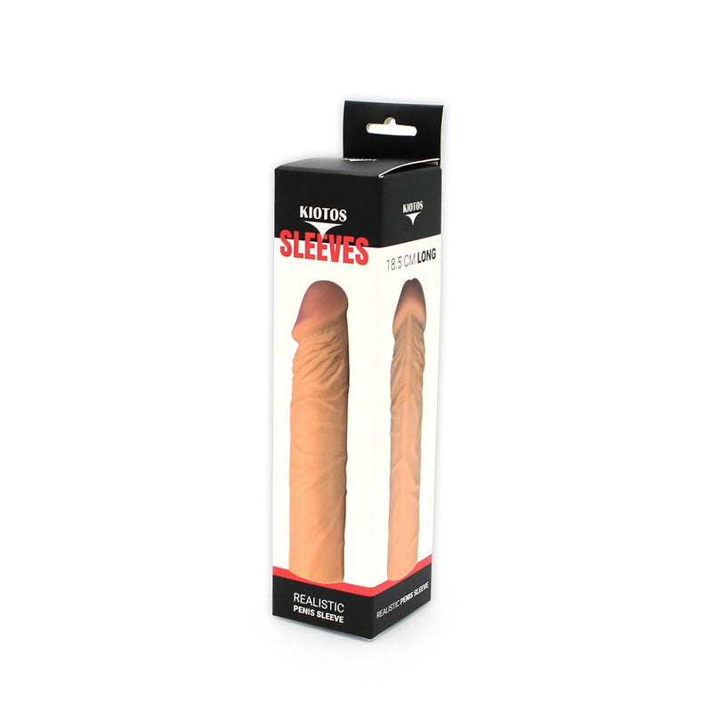 Kiotos - Penis Sleeve van 18.5 cm - Realistische sensatie - TPE - Lichte Huidskleur-Laced-up.nl