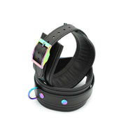 Kiotos - Premium Lederen Enkelboeien - Metalen Hardware in Unicorn Kleuren - Zwart/Rainbow-Erotiekvoordeel.nl